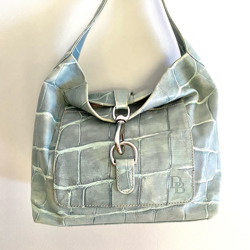 Vintage Dooney & Bourke Light blue leather crocodile shoulder bag